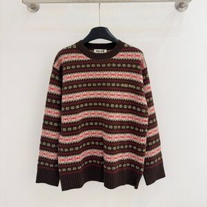 Miu Miu Brown and Pink Patterned Women's Sweater